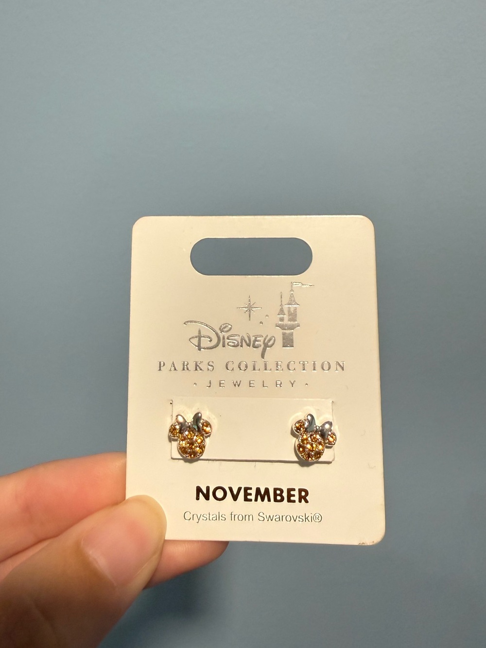 Disney November Crystal Minnie Mouse Stud Earrings - Gold and Silver